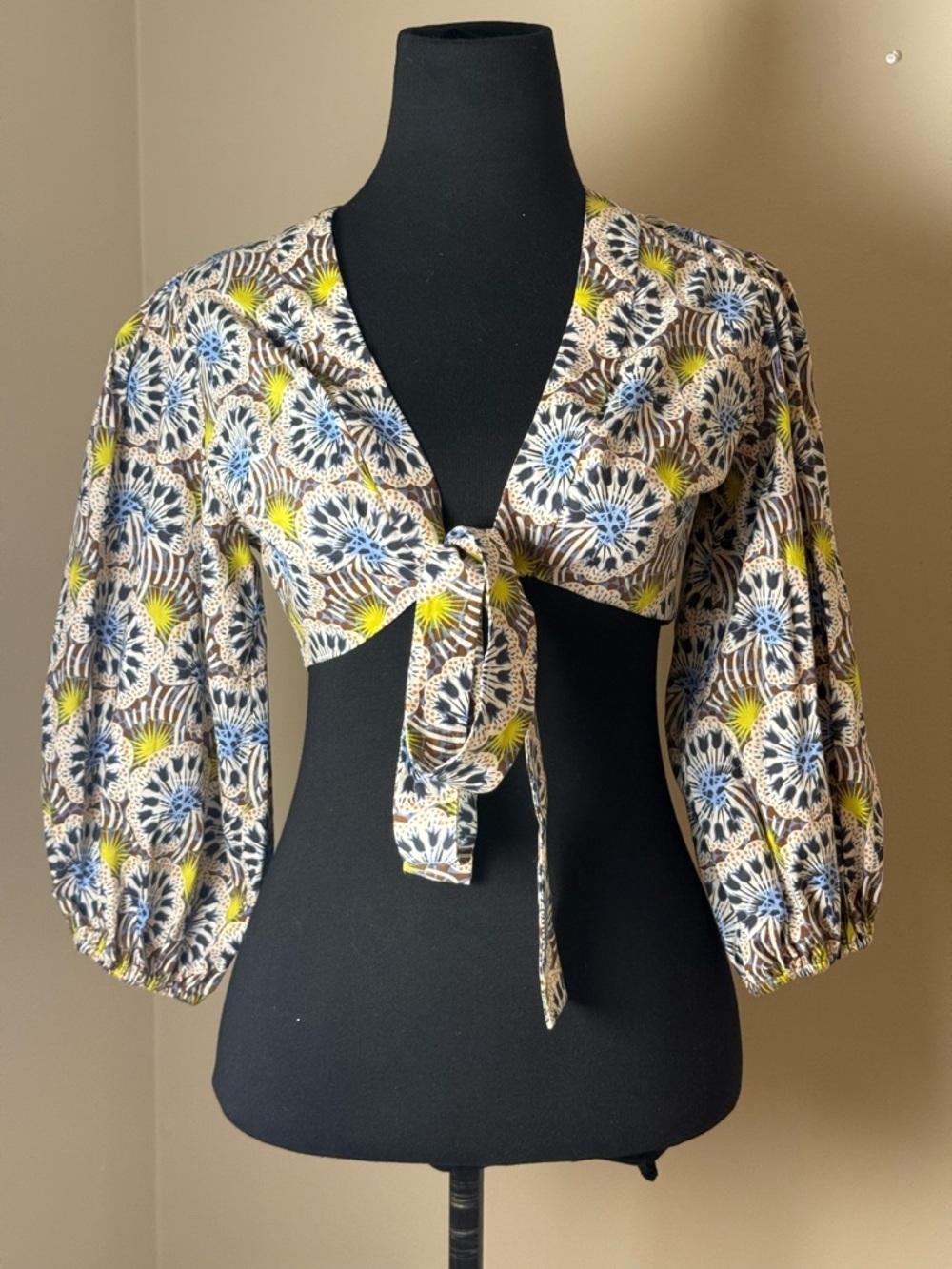 Alexis Maida puff sleeve wrap crop top sienna floral pattern XS - Picture 4 of 8